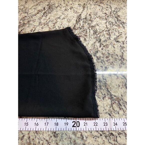 Womens Camisole Top Black Lace Trim V-Neck Adjustable Straps Whimsy Goth - Picture 5 of 6